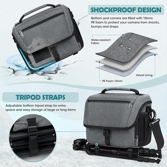 RAINSMORE Camera Bag, DSLR/SLR/Mirrorless Camera Case