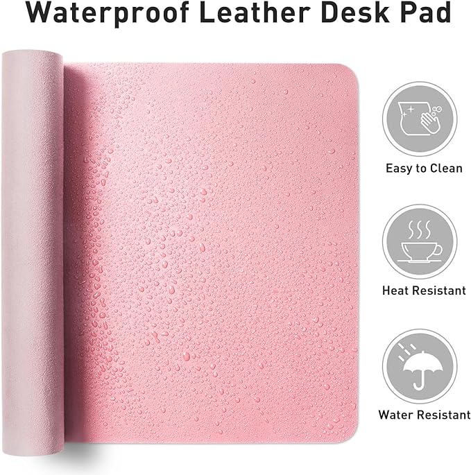 Aothia Leather Desk Pad Protector, Mouse Pad, Office Desk Mat, Non-Slip PU