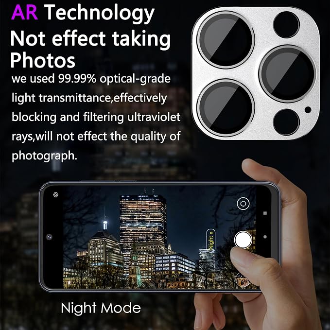 2 Pack Camera Lens Protector for iPhone 15 Pro/iPhone 15 Pro Max, AR Tempered