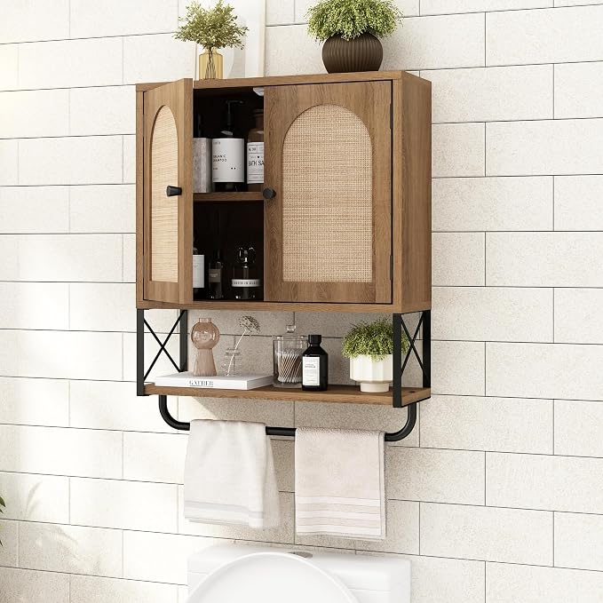 Rattan Bathroom Wall Cabinet