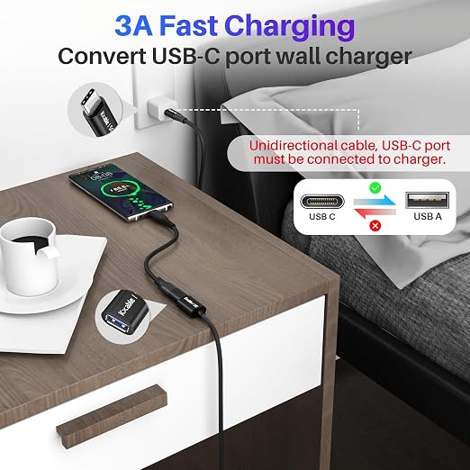 USB C to USB Female Cable 6FT, Type-C Male to USB A 3.1 Female OTG Cable