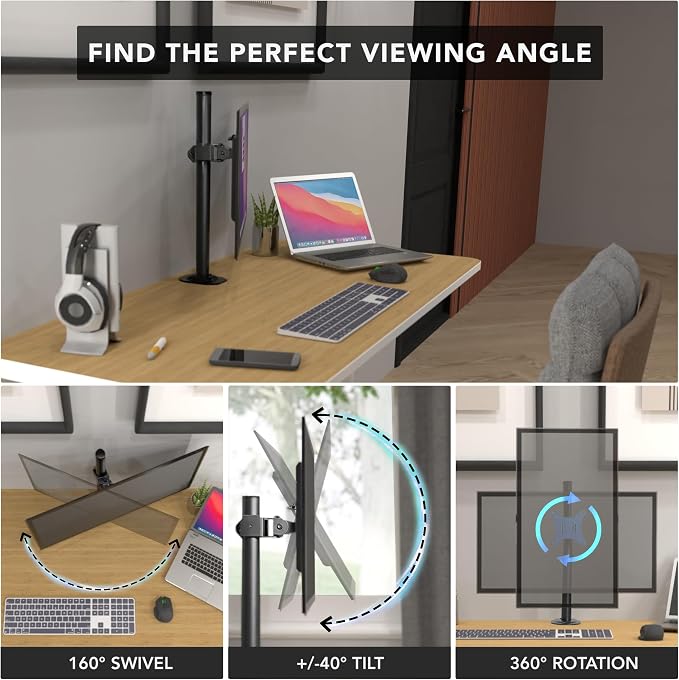 Mount-It! Single Monitor Desk Mount – Computer Screen Stand