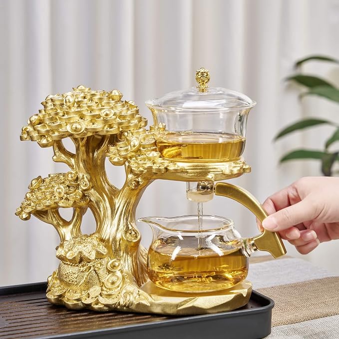 Zurucily Glass Teapot Set with Infuser Semi Automatic Tea Set Magic Teapot