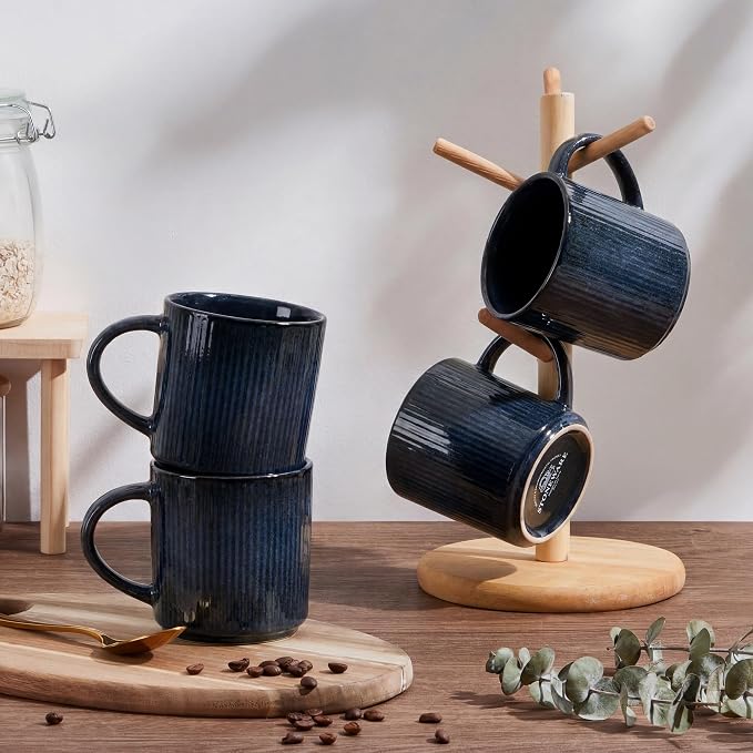 E-far Coffee Mugs Set of 4, 12 oz Stoneware Coffee Cups