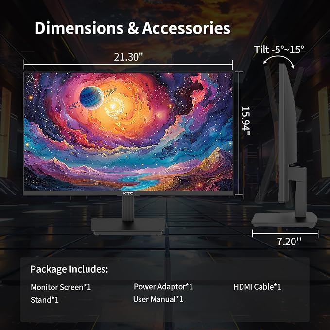 KTC 24 Inch QHD 100Hz Computer Monitor IPS 2K, 1300:1 Contrast, Anti-Blue Light