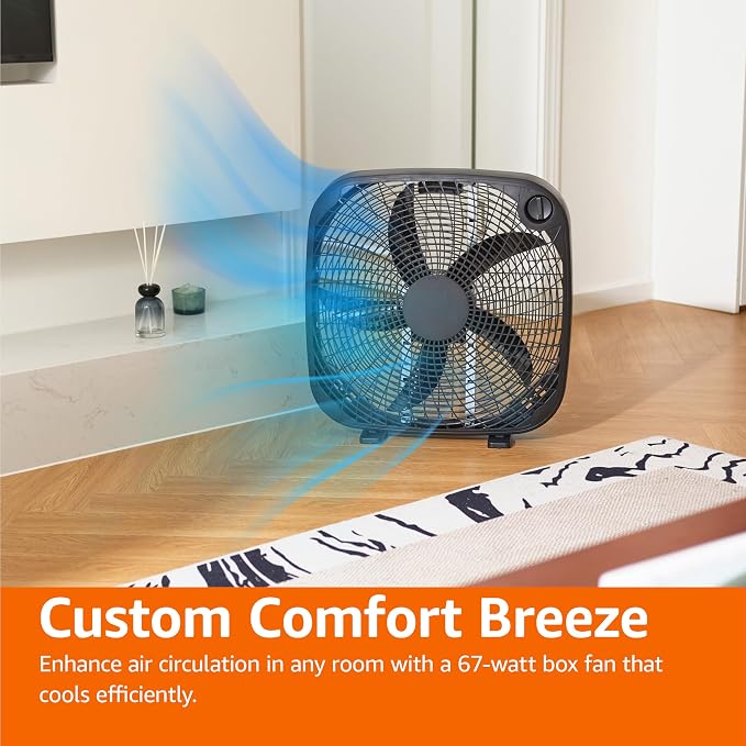 Amazon Basics 3 Speed Box Fan, Indoor Electric Fan