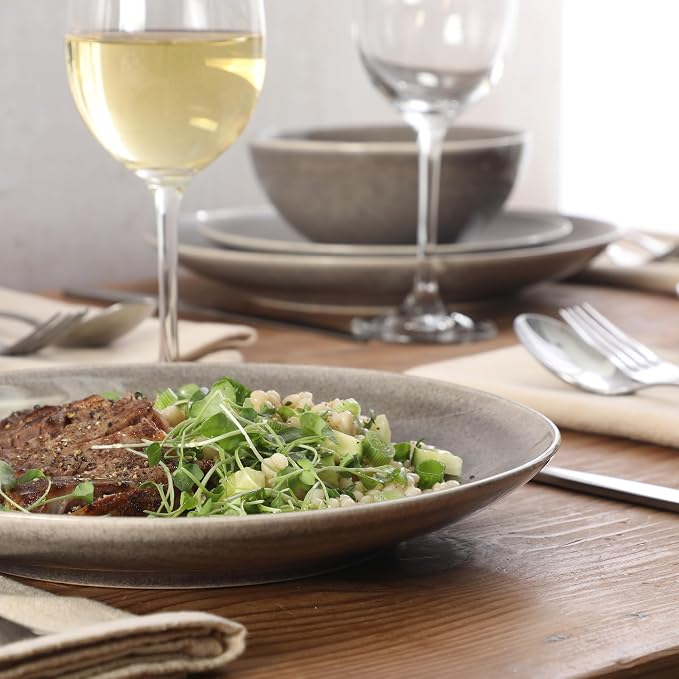 Gibson Elite Castle Peak Plates and Bowls Set, 12-Piece Dinnerware Set
