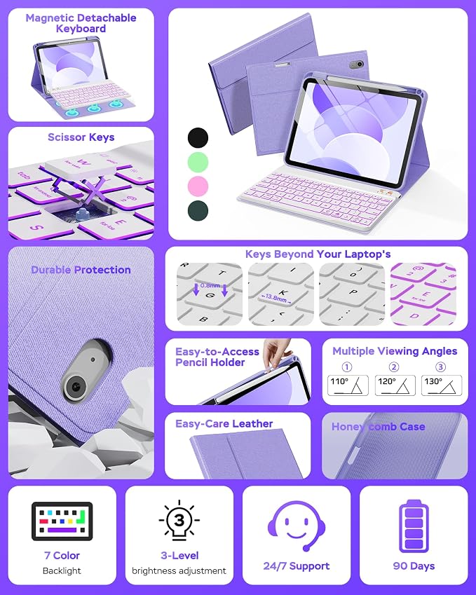 Folio Keyboard Case for iPad 10th Gen 10.9 inch and iPad 11th, Magnetic