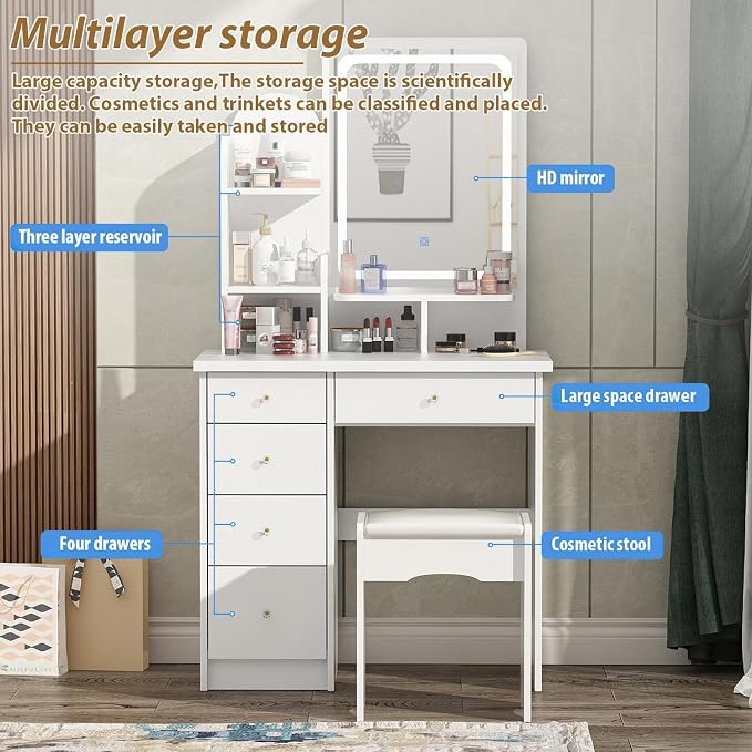Vanity Set with Rectangular Mirror