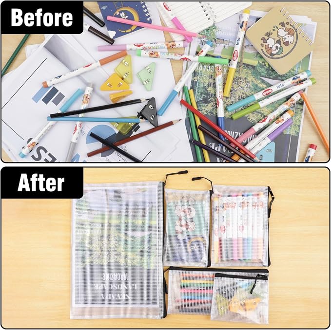 20pcs Multisize Mesh Zipper Pouch, Waterproof Bags