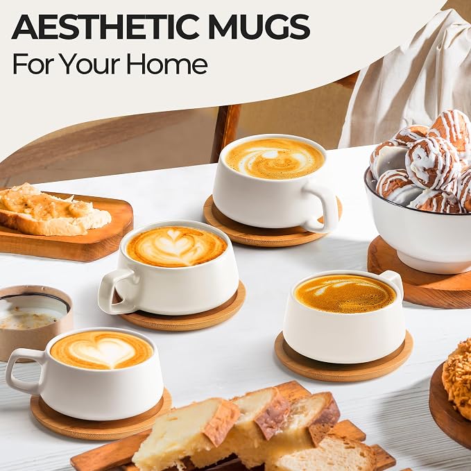 MIAMIO - Cappuccino Cup Set of 4, Wide - Luxe | Ceramic cappuccino cups and