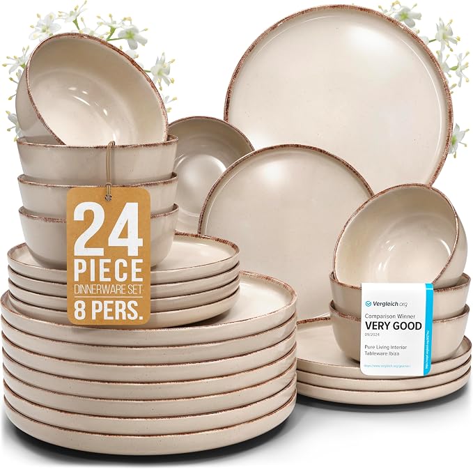 24 Piece Stoneware Dinnerware Set