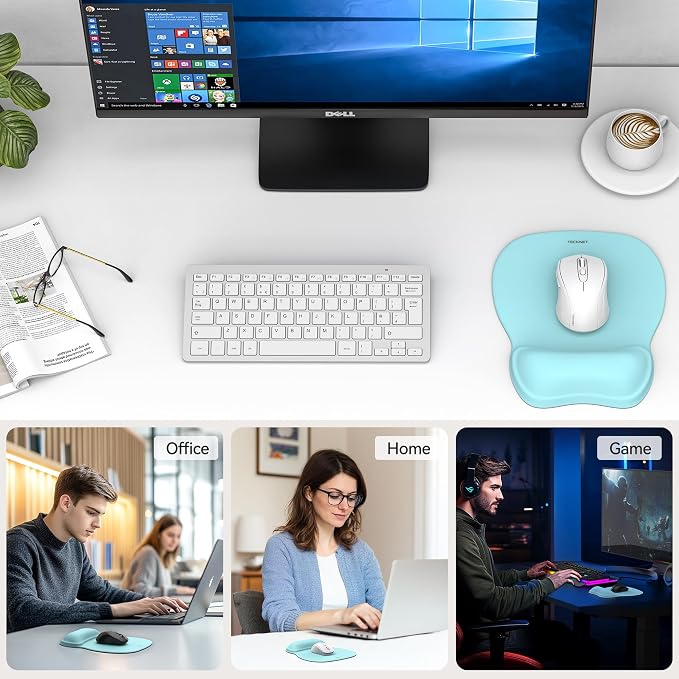 TECKNET Gel Mouse Pad with Wrist Rest, Ergonomic Office Mousepad with Wrist