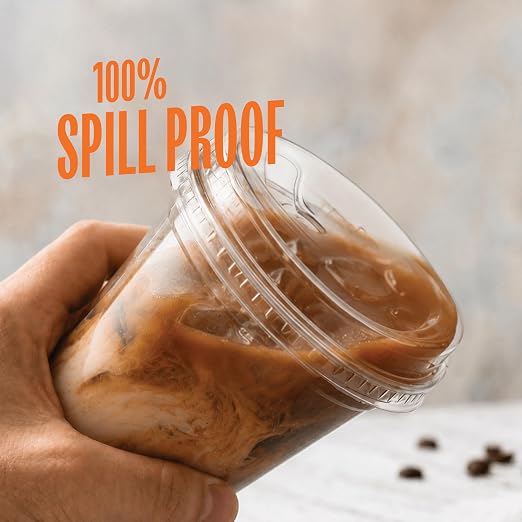 16 oz Clear Plastic Cups with Strawless Sip Lids