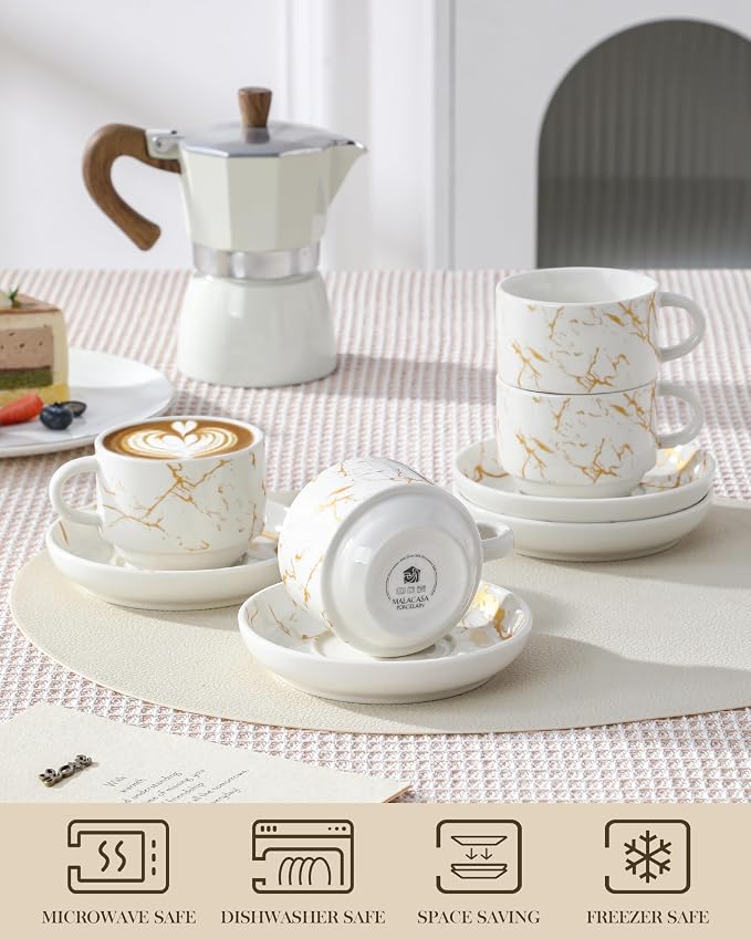 MALACASA 4 OZ Porcelain Espresso Cups