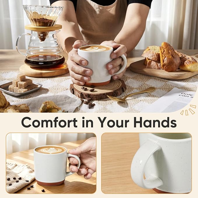 E-far Ceramic Coffee Mug Set of 4, 12oz Stoneware Coffee Cup