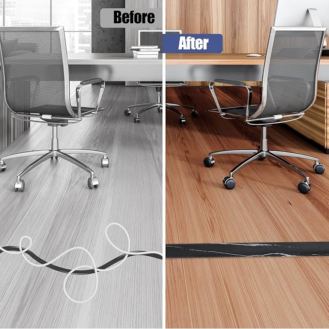 Floor Cord Cover Self Adhesive Cord Hider, 3.3FT Cable Management, Extension