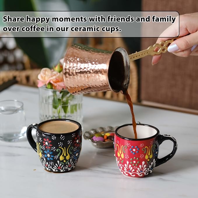 Espresso Cups Set of 2 | 4 oz Small Espresso Cups | Turkish Tea Cups |