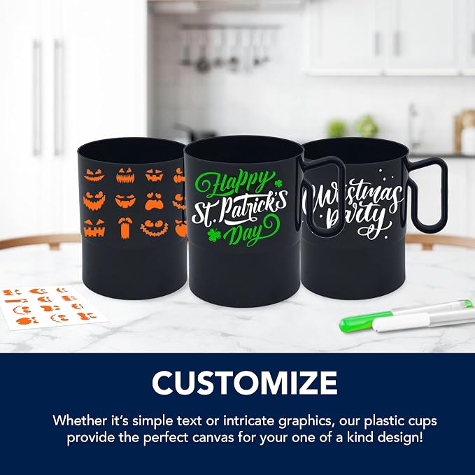 Party Essentials 8-Ounce Hard Plastic Coffee Cup/Tea Mug