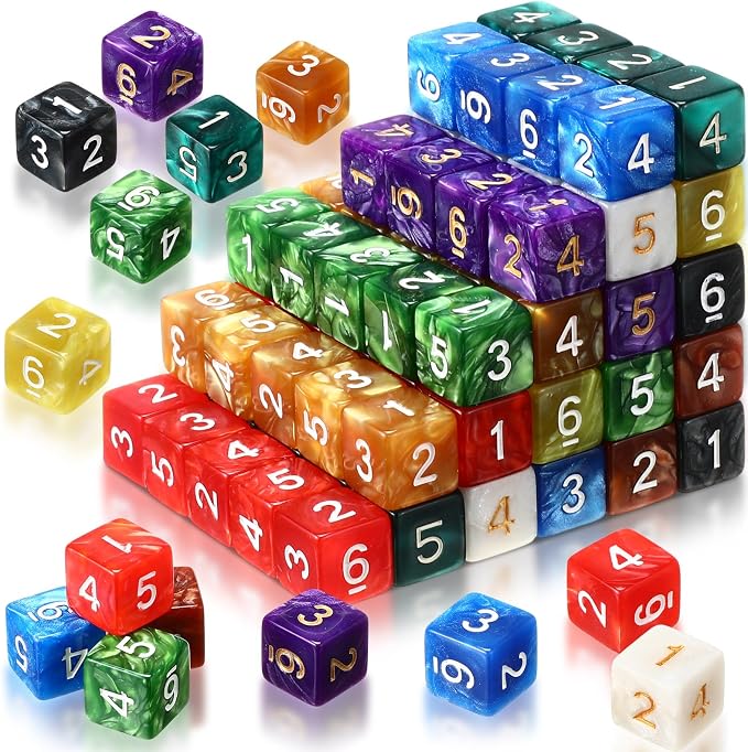 Poen 100 Pcs 16mm Dice Set Bulk, 6 Sided Standard Colored Dices
