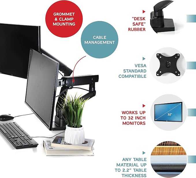 Dual Monitor Stand, Dual Monitor Arm, Dual Monitor Mount vesa Mount, soporte