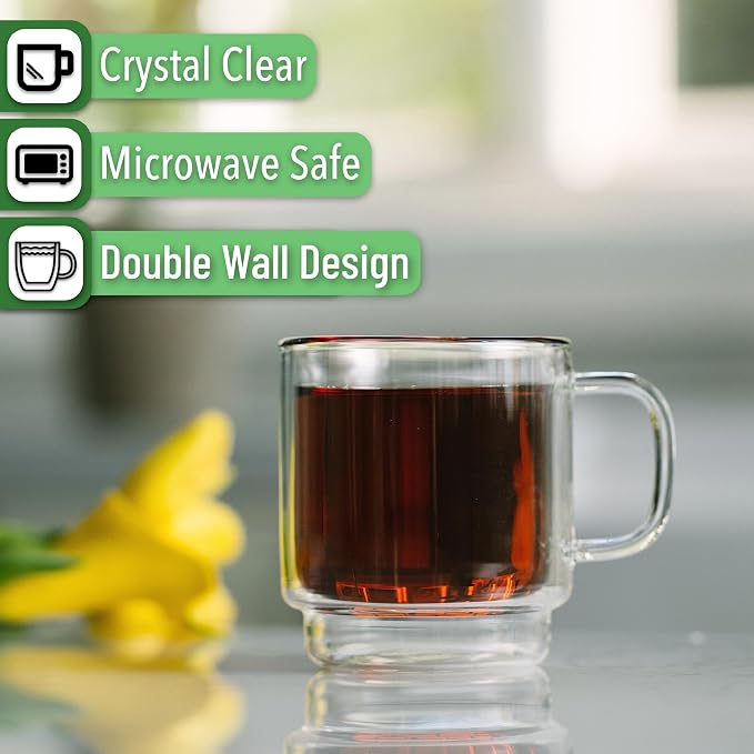 BTaT- Double Walled Stackable Espresso Cups, 5 oz, Double Wall Insulated