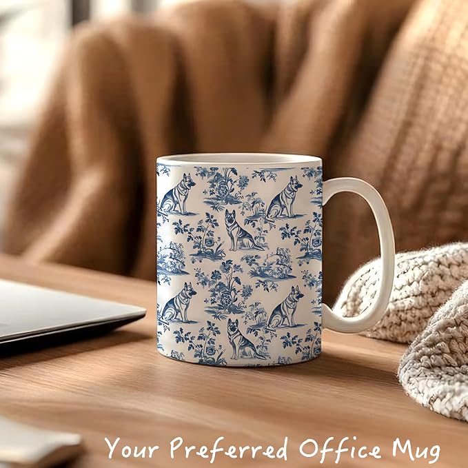 Chinoiserie German Shepherd Mug, German Shepherd Gifts