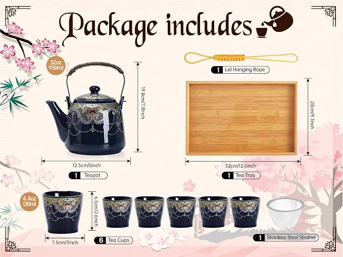 Japanese Tea Set for Adults, Japanese Teapot Set