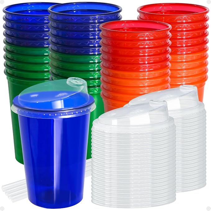 L LIKED 40 Pack 12oz Kids Cups, Spill Proof Party Cups