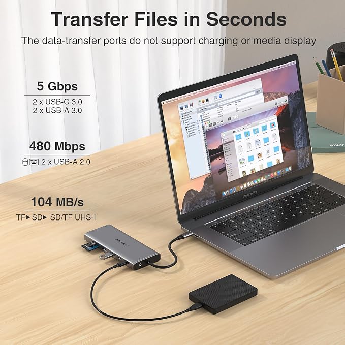 USB C Hub USB-C Docking Station Dual Monitor 14 in 1 Triple Display Multiport