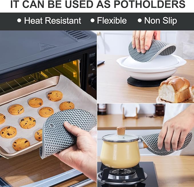 4 PCS Heat Resistant Silicone Trivet Mat