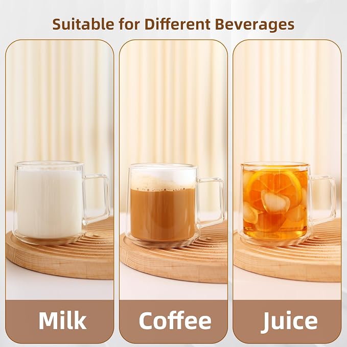 CNGLASS 12oz Double Walled Glass Tea Cup