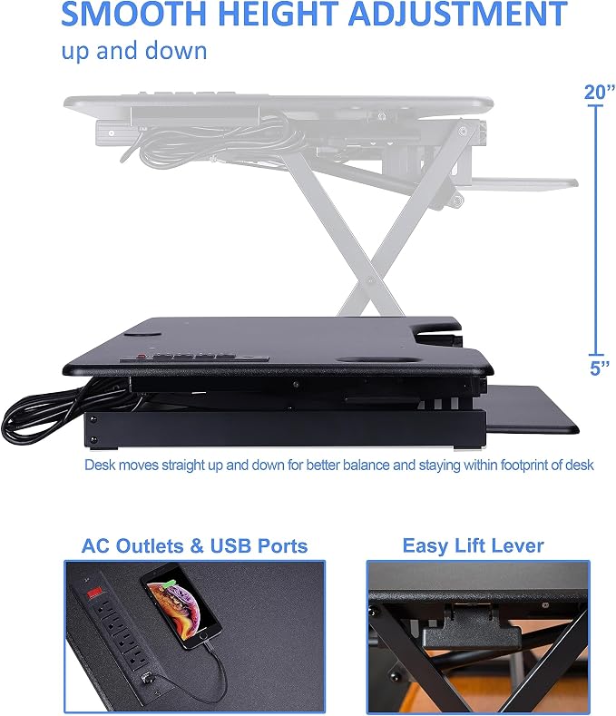 Rocelco 46" Height Adjustable Standing Desk Converter