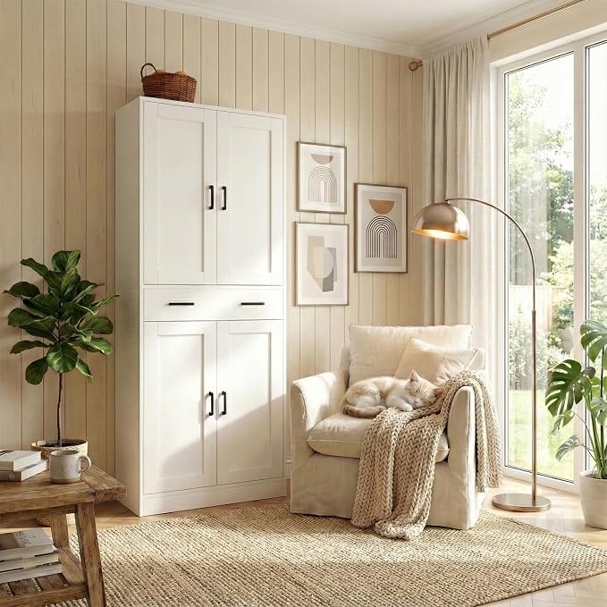 71" Tall Kitchen Pantry Cabinet, Freestanding Storage Cabinet