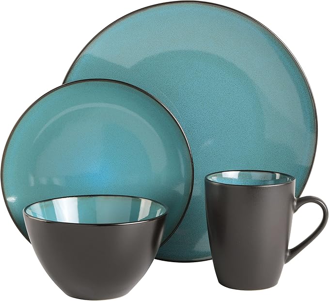 Gibson Elite Soho Lounge 16-Piece Round Reactive Glaze Stoneware Dinnerware Set