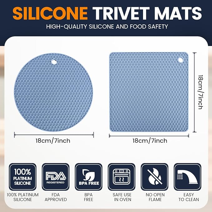 Silicone Trivet Mats 4 Heat Resistant Pot Holders Multipurpose Non-Slip Hot Pads