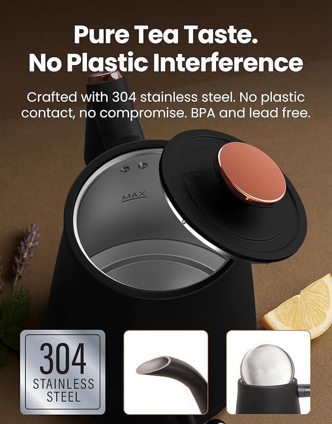 Viante Electric Gooseneck Kettle 0.8L, Pour Over Coffee & Tea, Temp Control |