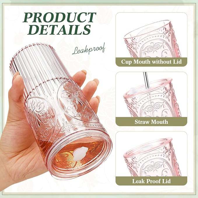 4 Set 20oz Vintage Plastic Tumbler