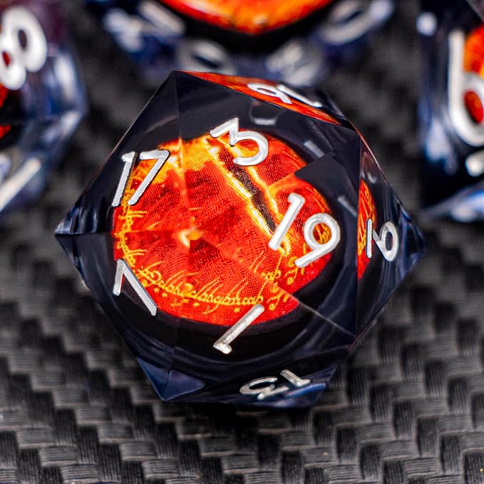 ARUOHHA DND Resin Dice Gazes Eye Dice Liquid Core Flaming RPG Sharp Edged Dice