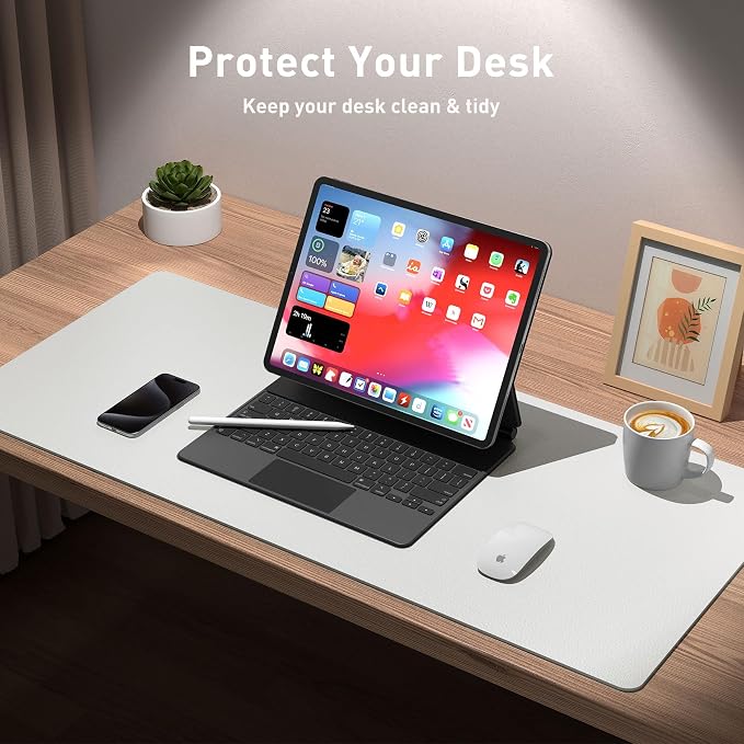 Aothia Leather Desk Pad Protector, Large Mouse Pad, Office Mat, Non-Slip PU