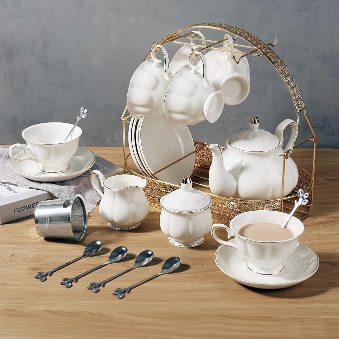 CHENP.HMC Tea Set 22-Piece Porcelain Ceramic Coffee | Tea Gift Sets Cups Saucer
