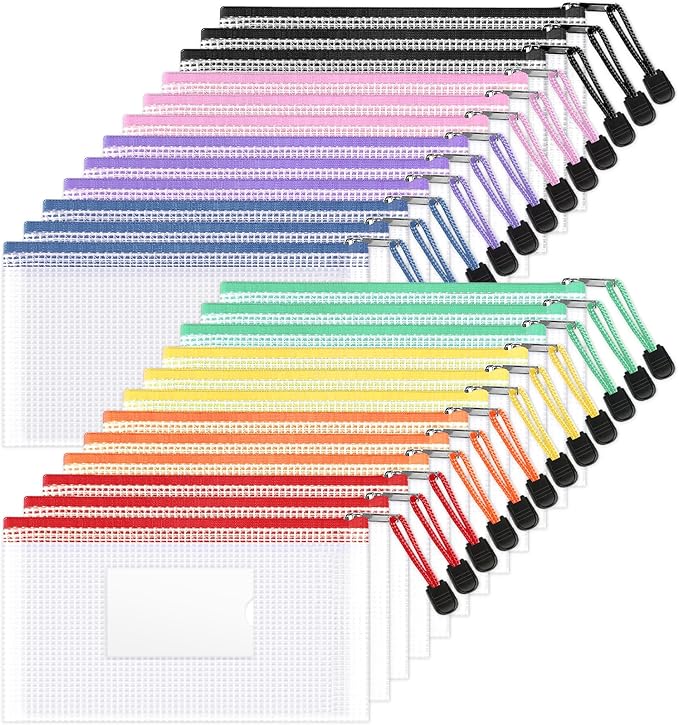 Sooez 24 Pack Mesh Zipper Pouch Bags