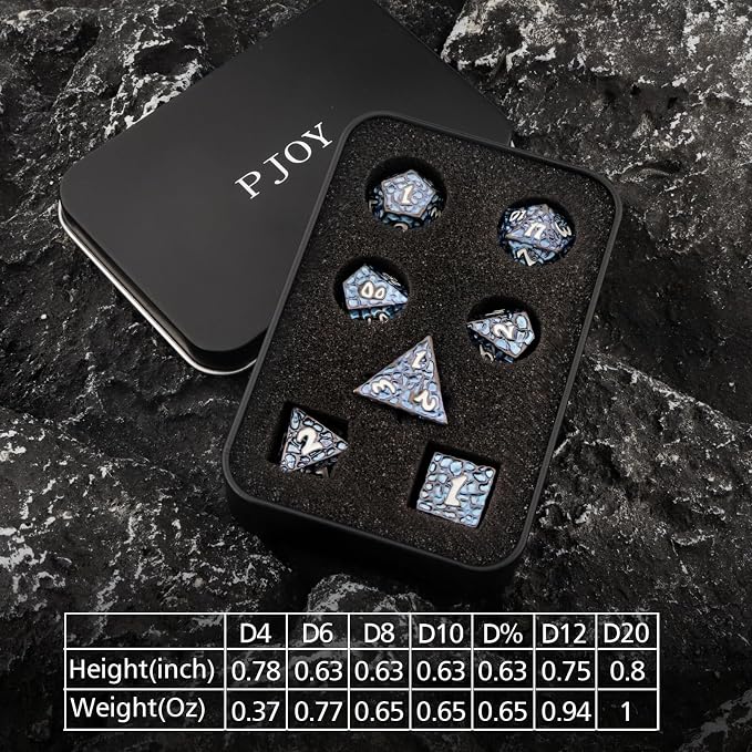 PJOY Metal D&D Dice Set for Dungeons and Dragons Dice