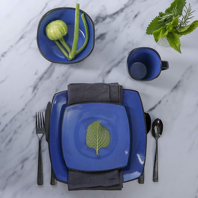 Gibson Elite Soho Lounge Square Reactive Glaze Stoneware Dinnerware Set