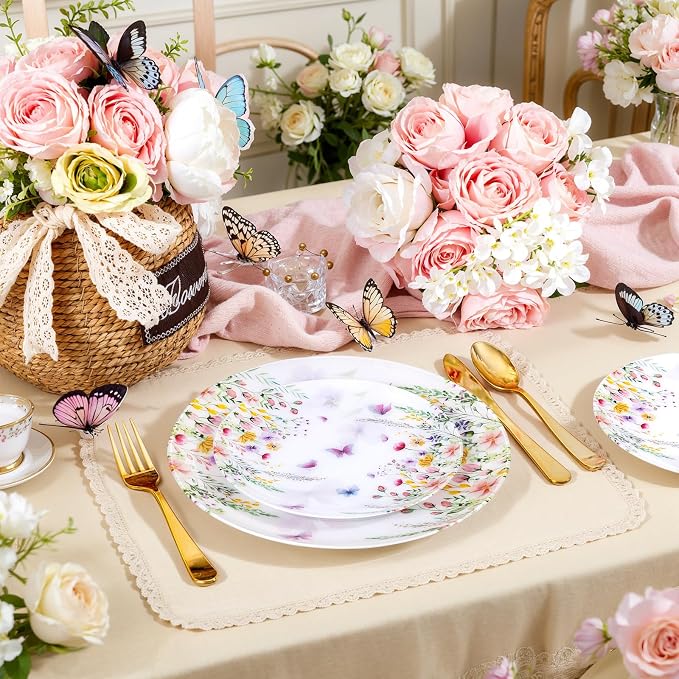 60PCS Wildflower Plates Disposable