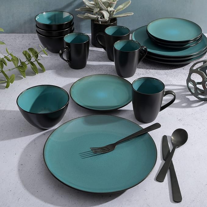 Gibson Elite Soho Lounge 16-Piece Round Reactive Glaze Stoneware Dinnerware Set