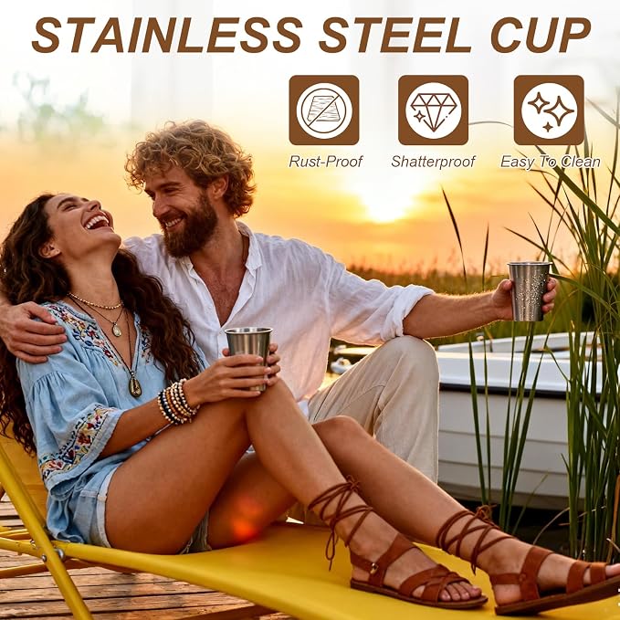 uxcell 2 Pcs Stainless Steel Cups, 7oz/200ml Metal Cups Double Wall Tumbler