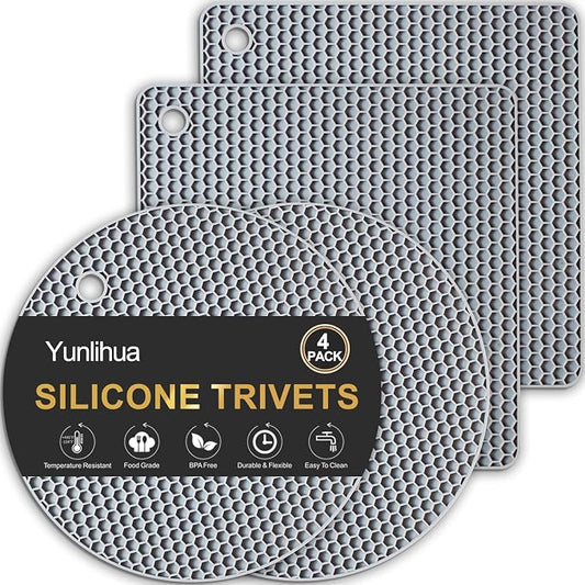 4 PCS Heat Resistant Silicone Trivet Mat