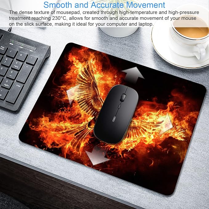Cool Phoenix Mouse Pad Personalized Design, Non-Slip Surface, Rubber Base