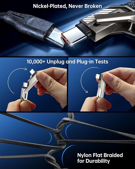 4-in-1 Long USB C Cable 10FT Compatible